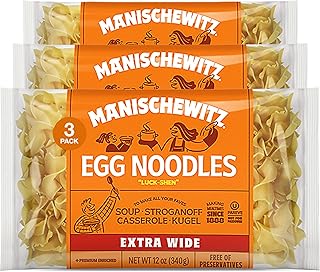 Manischewitz Traditional Extra Wide Egg Noodles 12oz (3 Pack), Homestyle Taste & Texture, Premium Enriched, Low Sodium, No Preservatives