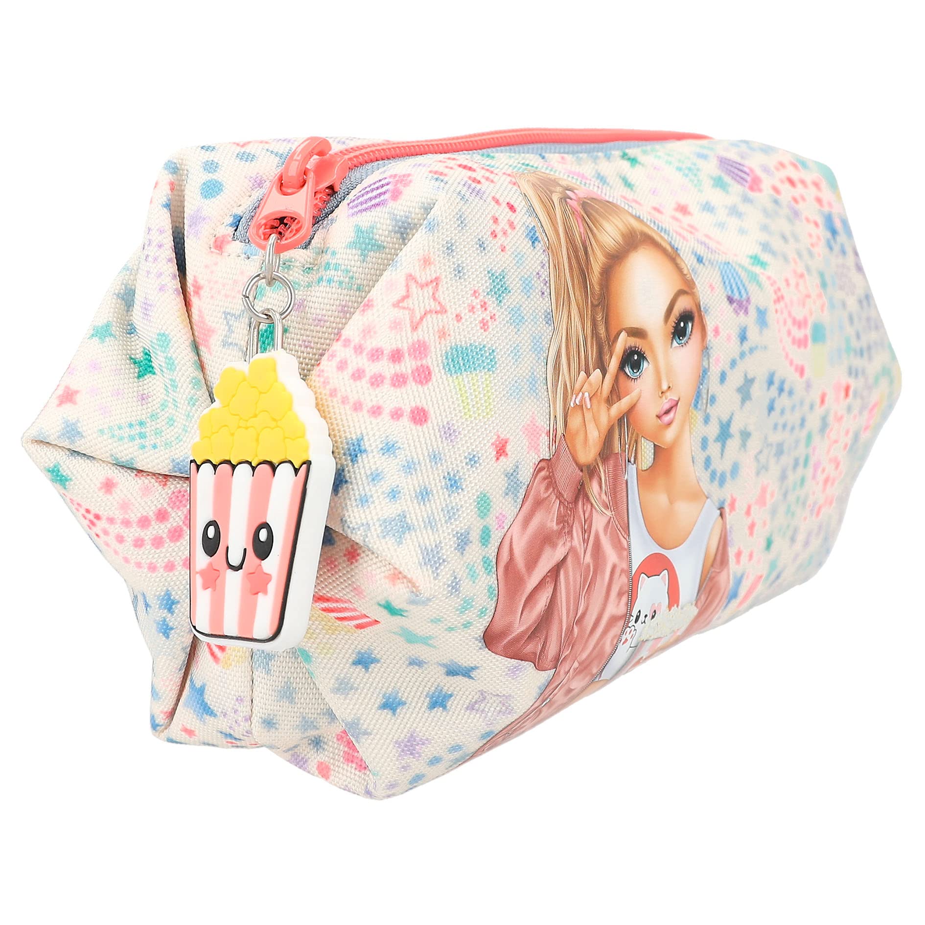 Depesche 12387 TOPModel Cutie Star - Kosmetiktasche mit Model-Motiv und Sternchen-Muster, Beauty Case mit Innentasche