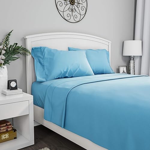 Miniatura 1 de Lavish Home - Juego de sábanas de microfibra cepillada ropa de cama de 3 piezas sábanas bajeras y planas 1 funda de almohada resistente a las