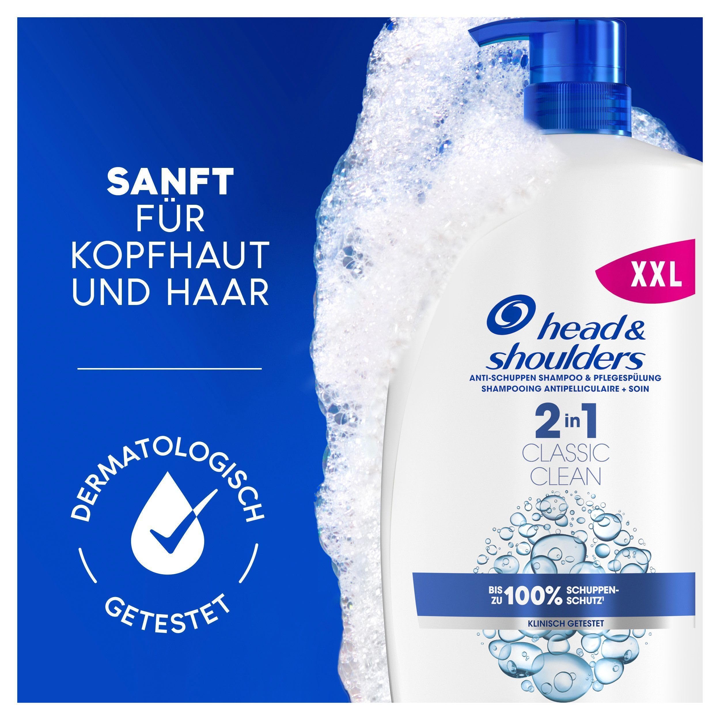 Head & Shoulders Antiforfora Shampoo e Balsamo 2in1 Classic Clean, Fino A 100% Protezione Dalla Forfora Per Cute E Capelli Grassi, Clinicamente Provato, Dermatologicamente Testato, 900ml