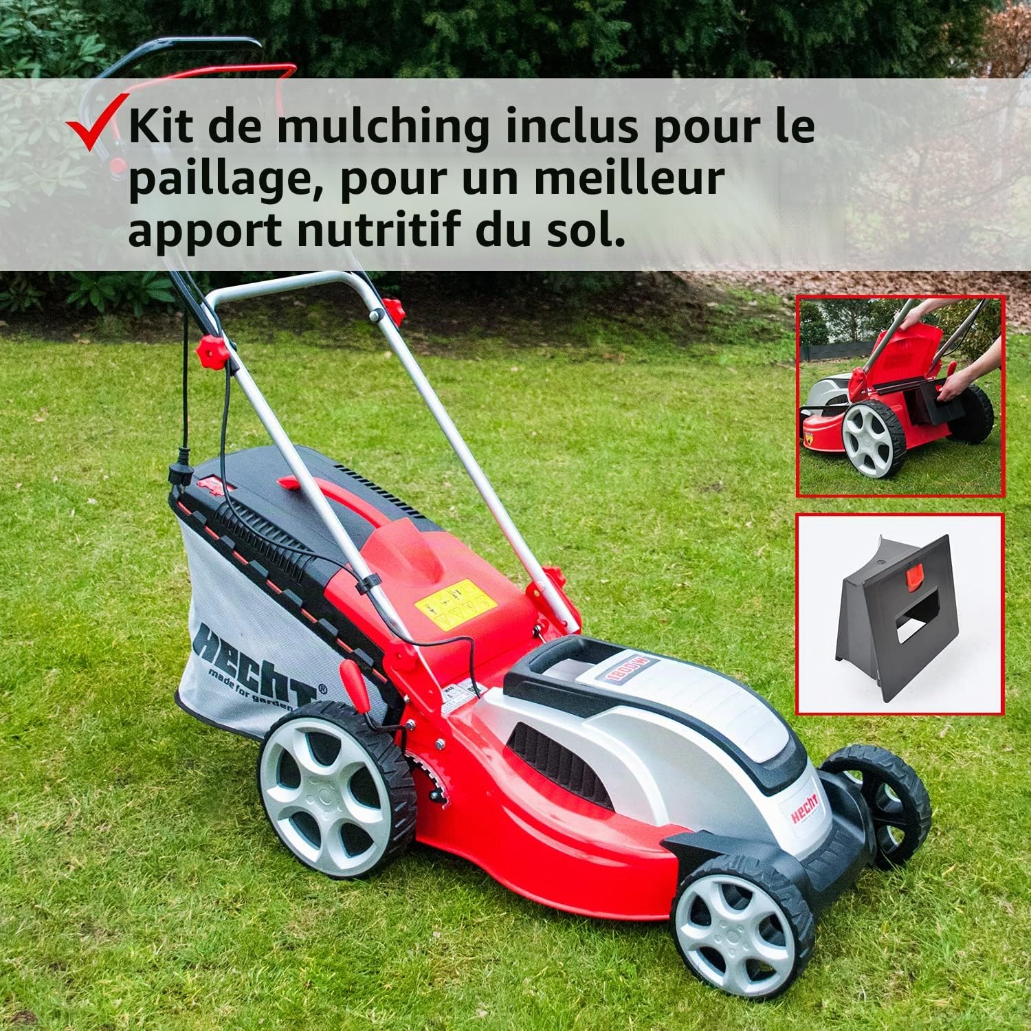 HECHT Tondeuse électrique 1845 Tondeuse à gazon électrique (1800 W, 46 cm, 60 L)