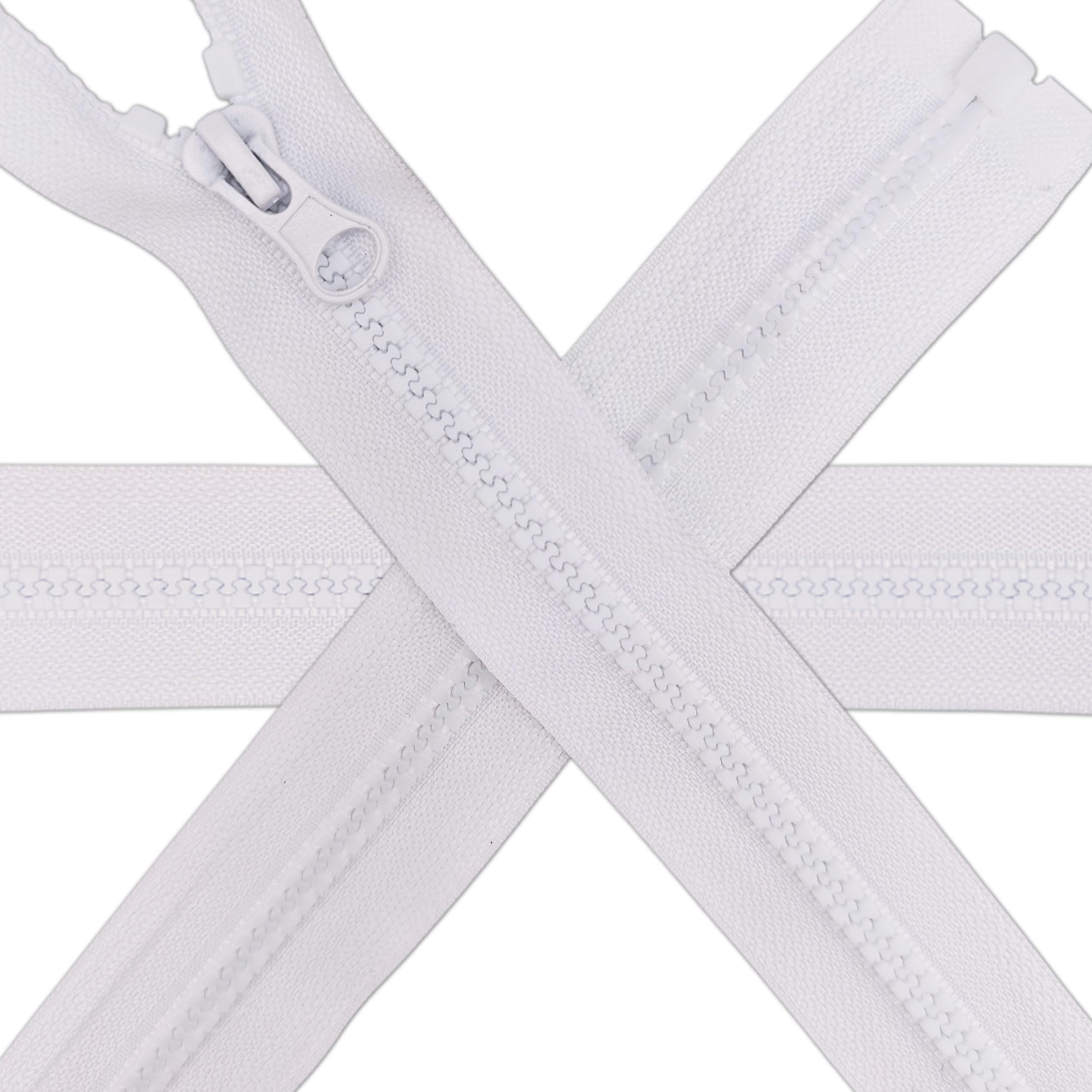 Zips & Bobs White 1 Pc Chunky Zipper 17.7'' | Open-End Fastener Size #5 | Single Slider, One-Way Plastic Resin Zip For Sewing, Jackets, Coats, Diy Repair, Tailoring | Replacement Zipper 45Cm