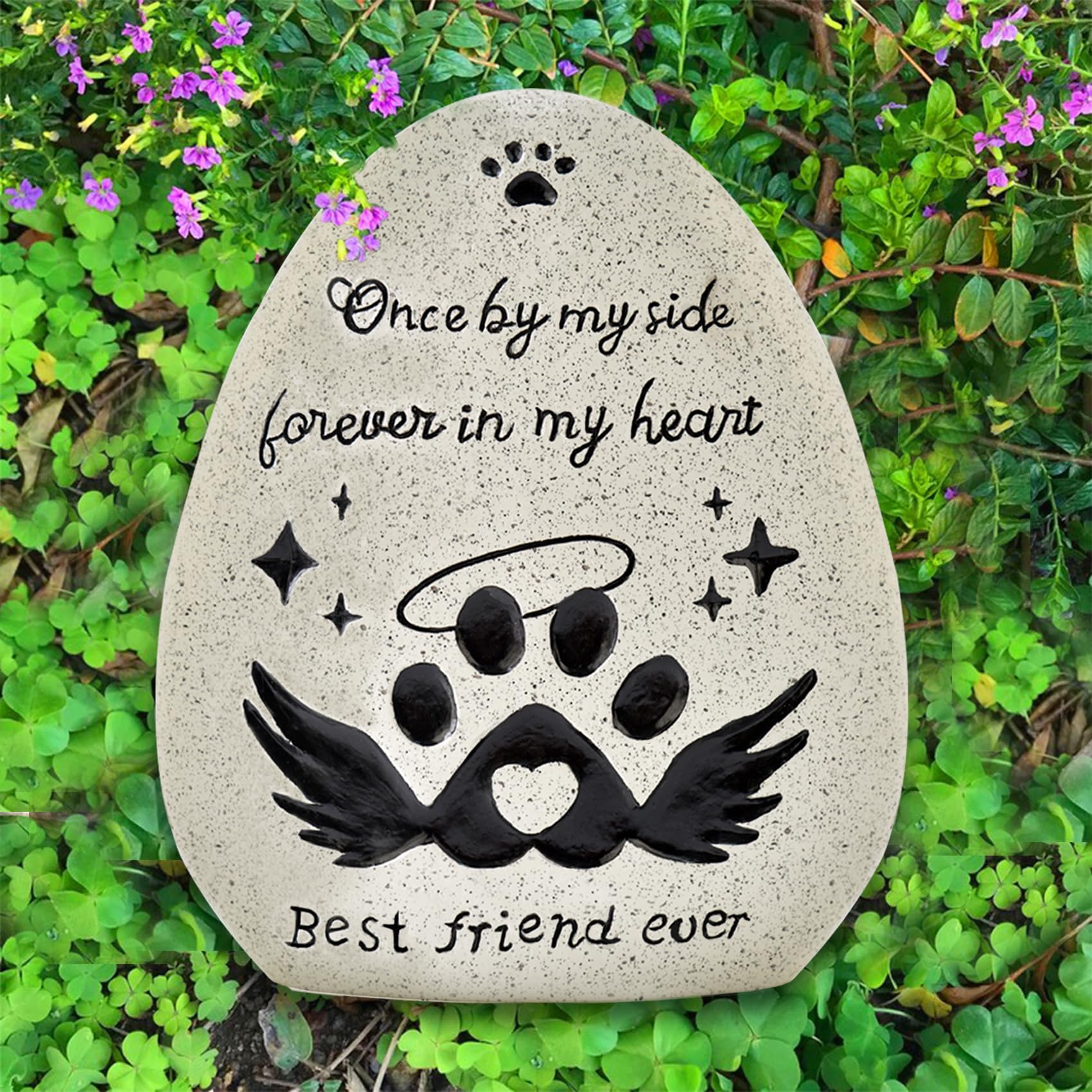 DIYJEP Lápida de gato perro, placa conmemorativa para tumba una vez a mi lado para siempre en mi corazón, piedra conmemorativa para gatos y perros para mascotas, gatos, perros, memoriales y funerarios