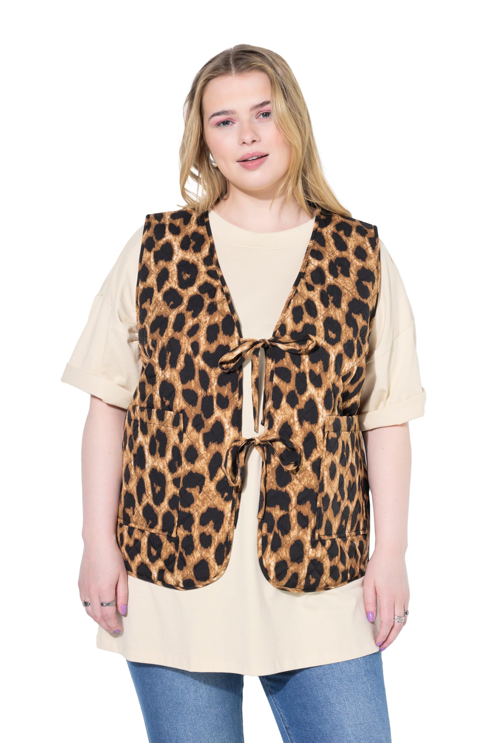 Studio Untold Damen große Größen Übergrößen Plus Size Steppweste, A-Line, Leo, Bändchen-Verschluss 840791