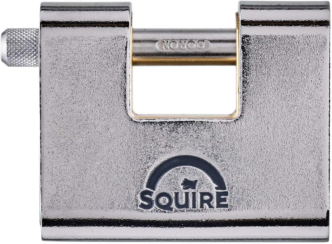 Squire Monoblock High Security Keyed Padlock. D Shape Armored Steel & Brass Padlock