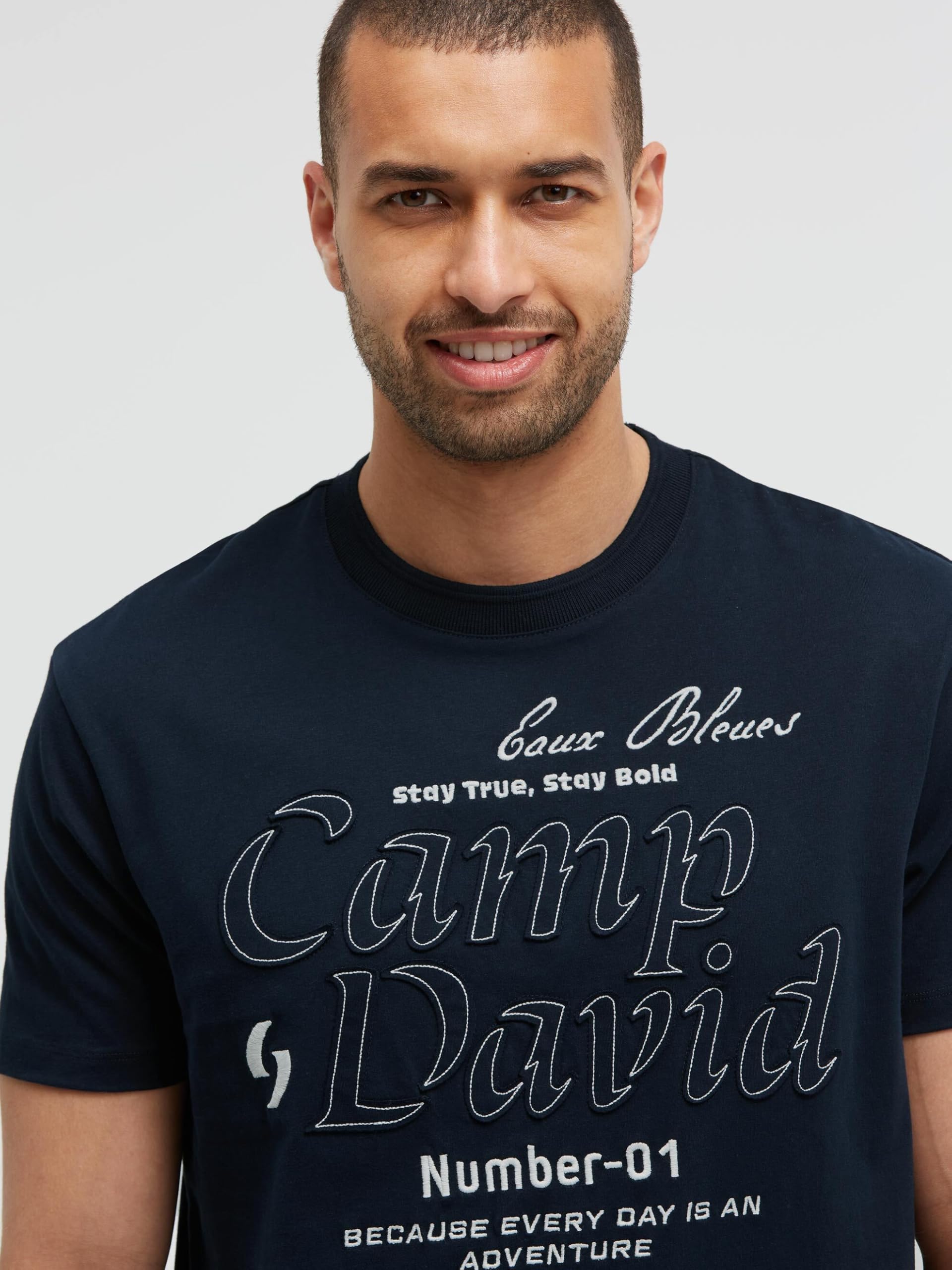 Camp David Maglietta da uomo Relaxed Fit con logo ricamato