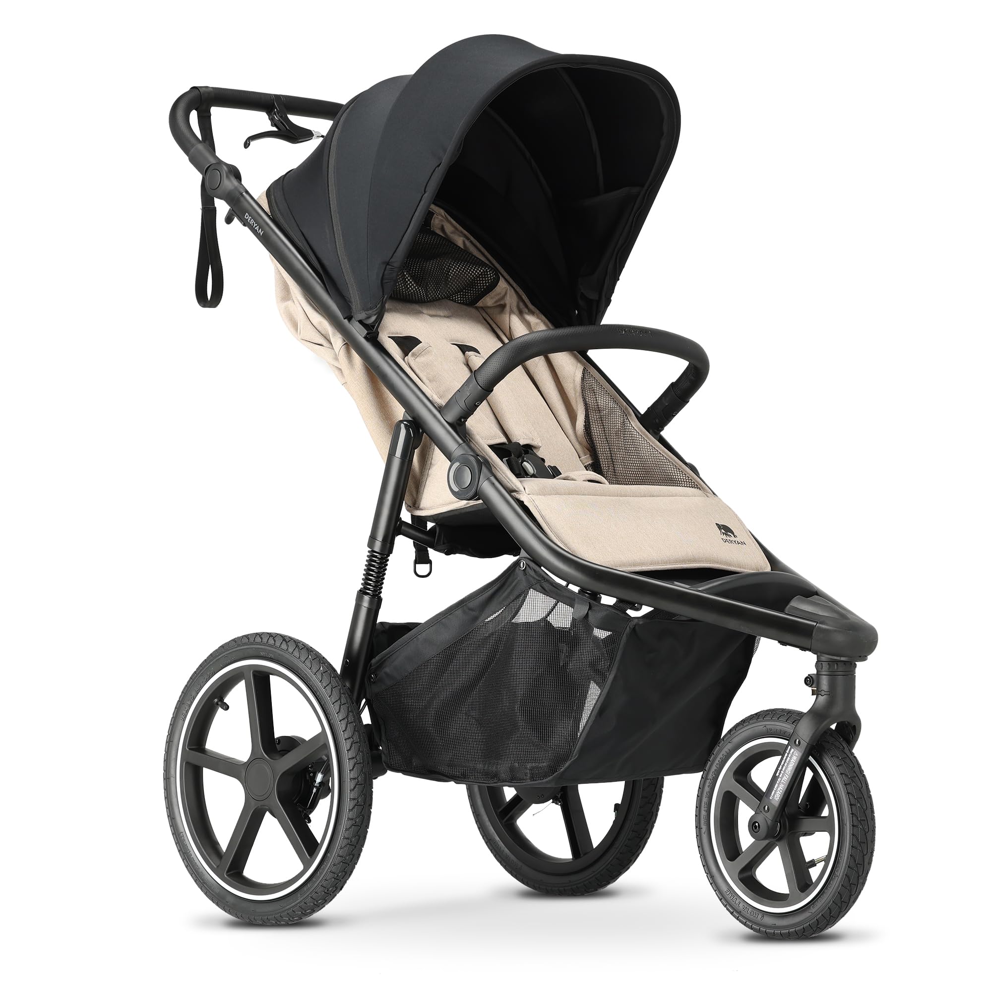 Deryan Bolt Jogger Kombikinderwagen - Zusammenklappbarer Buggy für jedes Gelände - 6 Monate bis 22 kg - Cream
