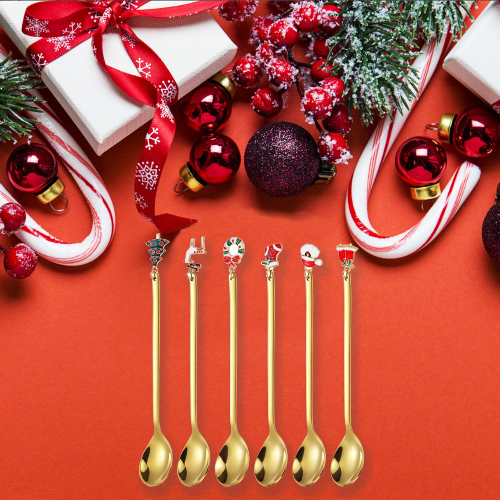 Weihnachtslöffel, 6 Stück Edelstahl Löffel Mit A Produktbild-Vorschau 7