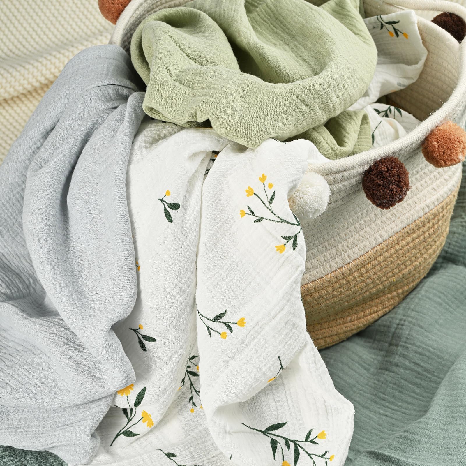 GLLQUEN BABY Mantas de muselina para niñas y niños, paquete de 4, mantas de bebé para niñas y niños, manta para envolver recién nacidos, unisex, esencial para bebés, lista de deseos y regalo