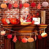 Vista 5 de Tudomro 27 piezas de decoración de árbol de Acción de Gracias, hojas de otoño, adornos de árbol de Acción de Gracias, hojas de fieltro 3D, calabaza