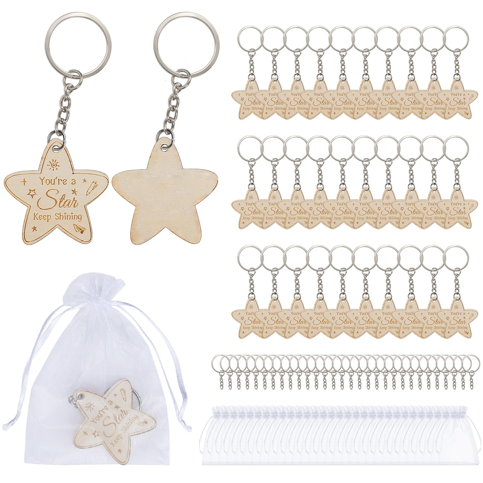 DUSPIRODUSPIRO 30 Sets Class Gifts for Students from Teachers Inspirational Keychains with Bags, Christmas Class Gifts End of Term Present for Children Pupils Primary Students(Installation Needed)