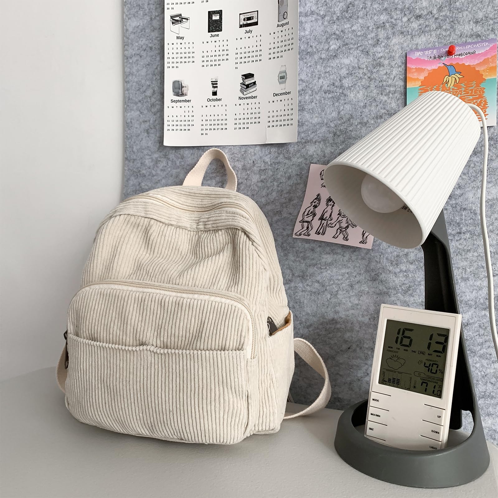 Petit sac à dos en velours côtelé pour femme - Sac à dos de ville - Sac à dos en Corduroy - Sac à dos d'école pour femme et fille - Pour l'école, les voyages, le travail - Petite taille