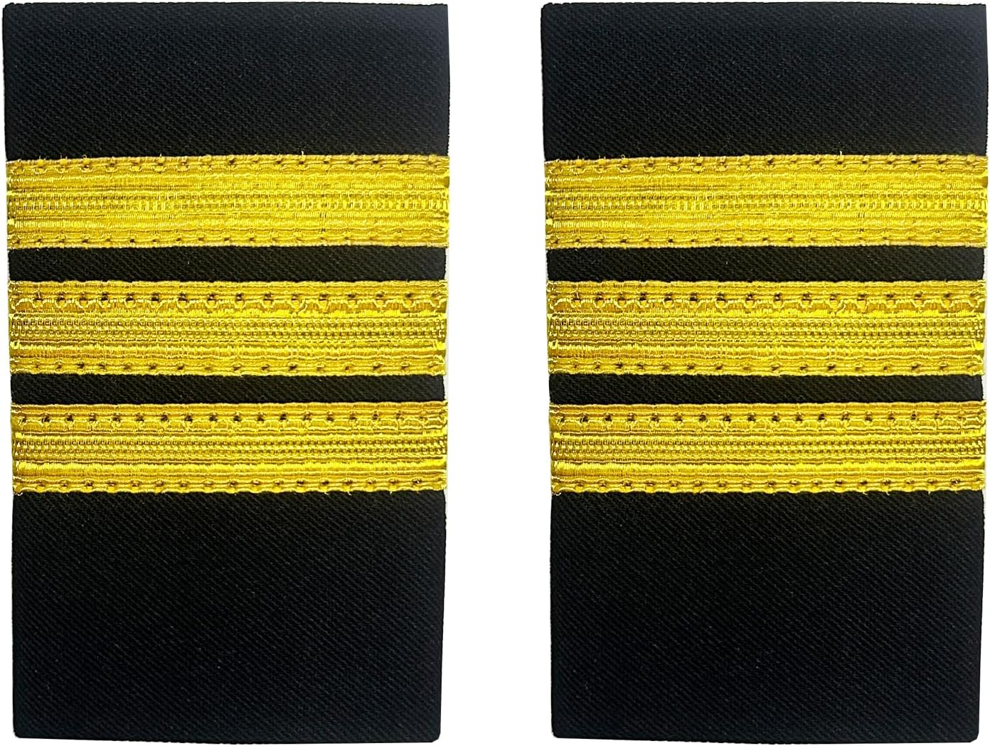 TAIKMD 1 Pair Airlines Pilot Uniform Epaulets Captain Aviators Shirts Epaulettes Sliders Officer Shoulder Boards Badge with Gold Stripes (Three Bar)