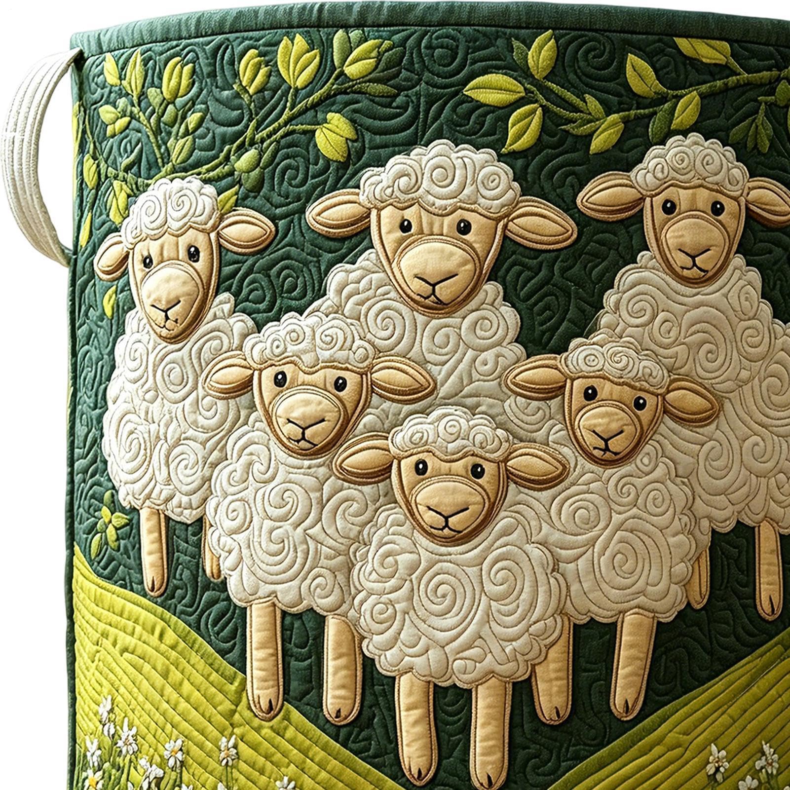 Cesto portabiancheria trapuntato, 35,6 x 45,7 cm, con manico, grande