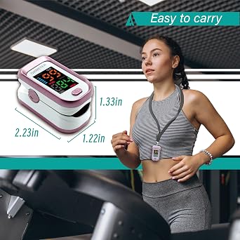 Pulse Oximeter Fingertip, Pulse Oximeter and Oxygen Monitor with Bright Colored LED Screen, Accurate and Fast SpO2 and Heart Rate Monitor, Pulse Ox with Two Straps
