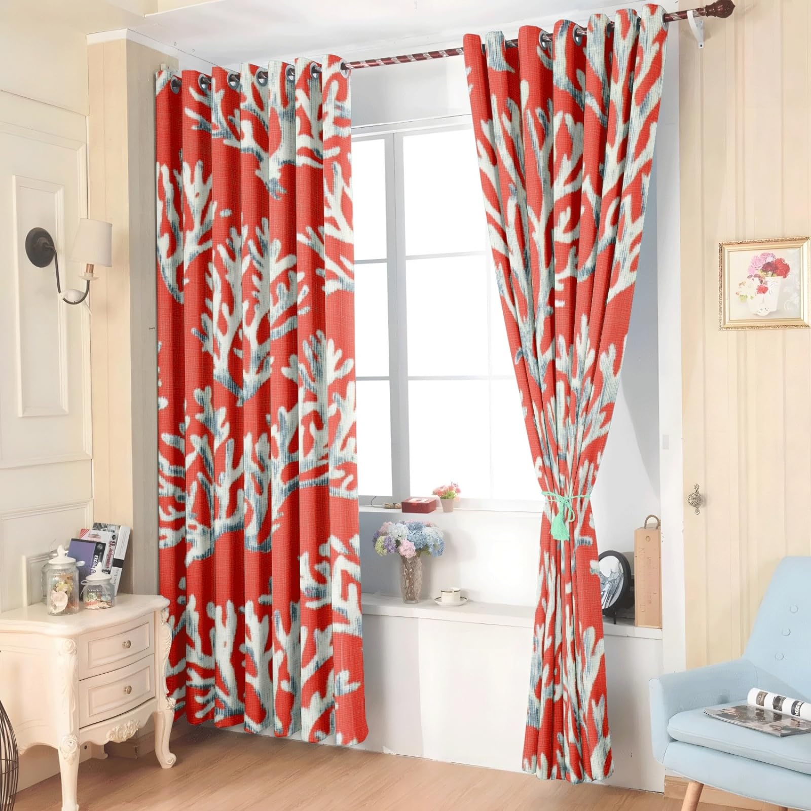 Curtain Beige Grau Rot Gardinen Blackout Curtain Polyester Vorhang mit Ösen Waschbar Vorhänge Living Room Verdunklungsvorhänge Schlafzimmer Gardienen Vorhang Blickdicht 2x140x160cm