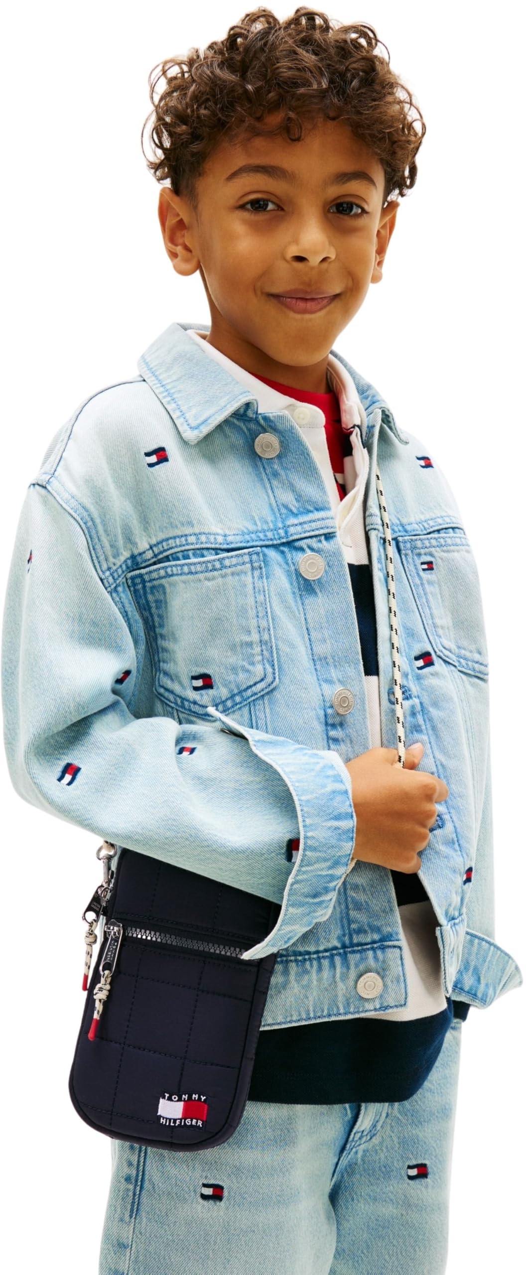 Tommy Hilfiger Wavy Flag Quilted Phone Bag Ka0ka00039, Bolsos de Mano Unisex niños, Blue (Space Blue), Talla única