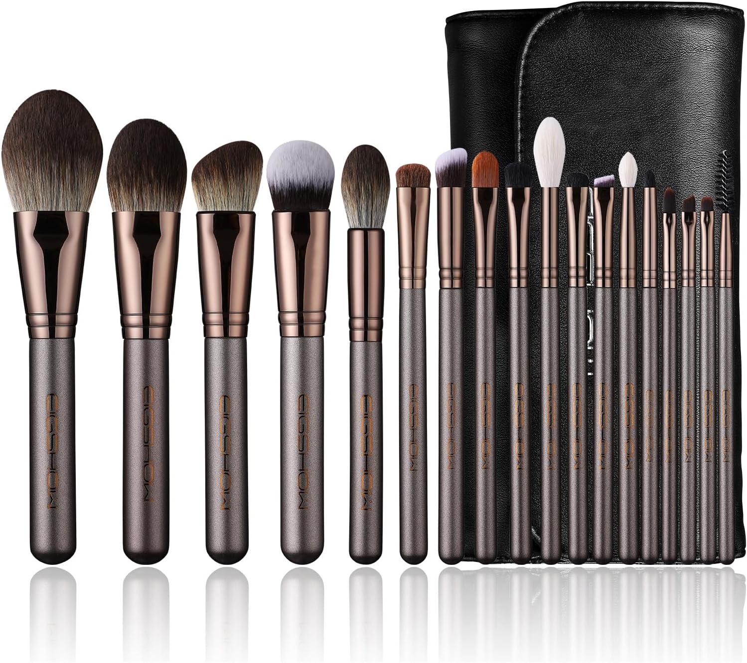 Professional Makeup Brush Set, Makeup Brushes Perfect for Foundation Face Powder Blending Blush Bronzer Eyeliner Eye Shadow Brows with Case(PRO 18pcs Coffee)