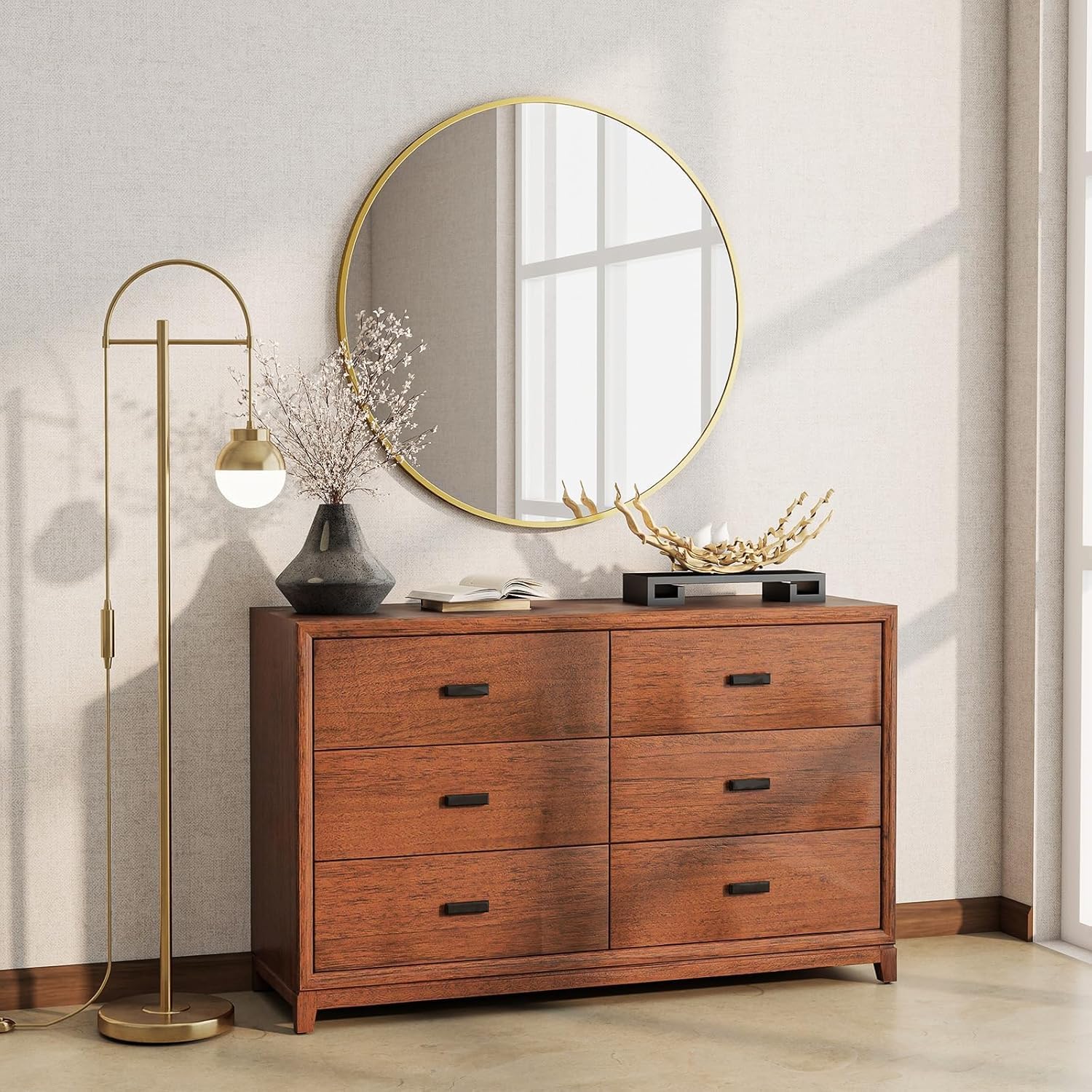 Espejo Redondo 76 cm – Espejos de Pared Moderno con Marco de Aluminio, Espejos Decorativos de Pared para Baño, Dormitorio, Salón y Recibidor, Fácil de Colgar