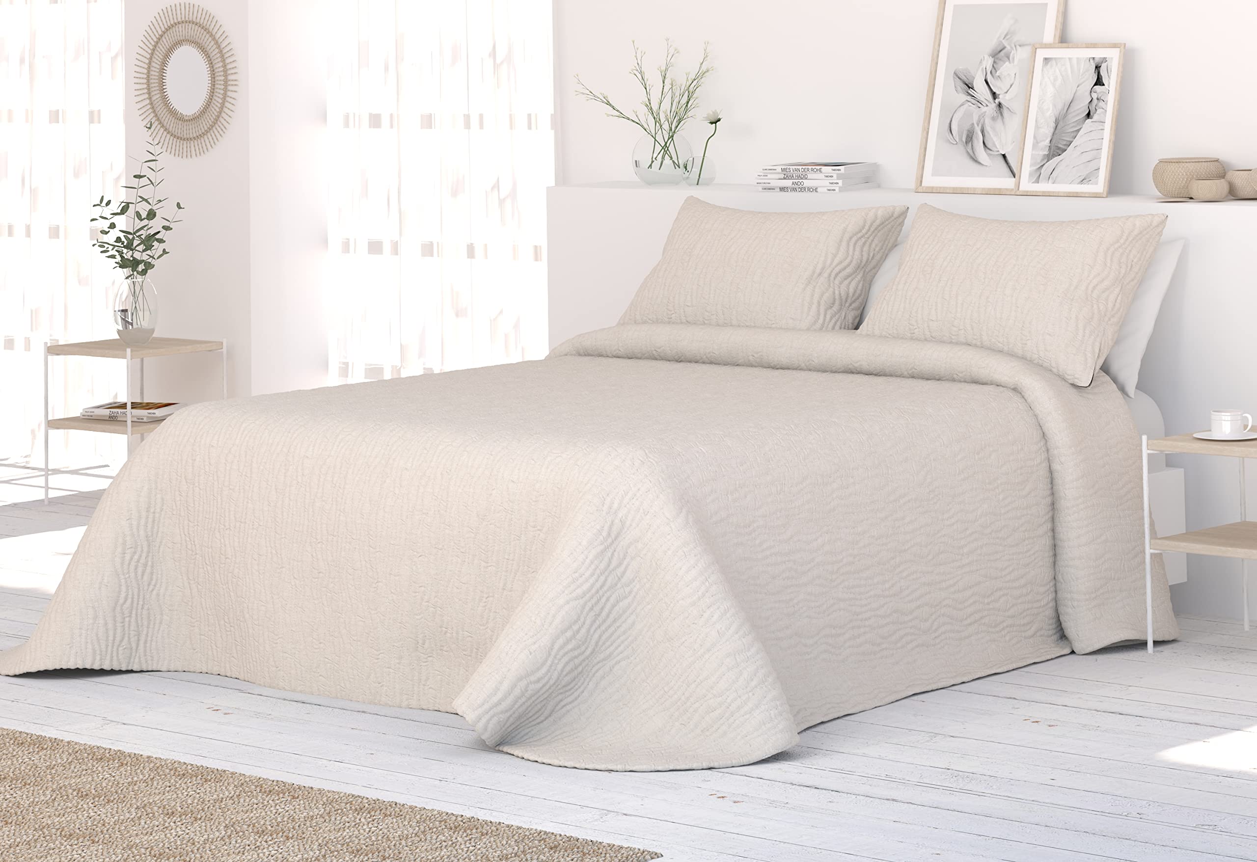 Victorio & Lucchino Colcha Bouti Jacquard (Cama 150cm, Beige)