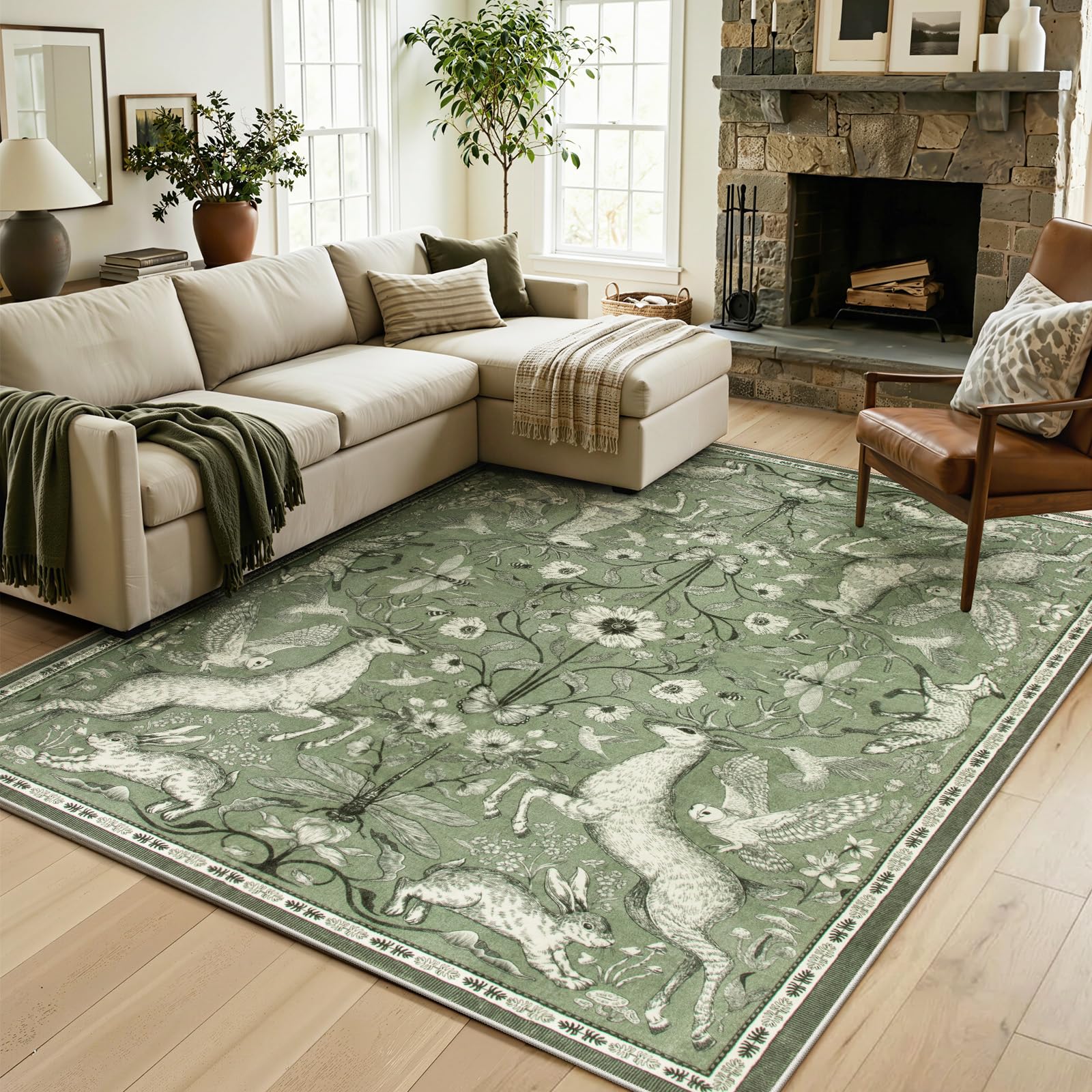 Amazon.com: Lahome 6x9 Washable Area Rug for Living Room, Woodland
