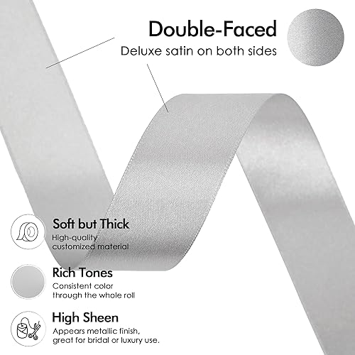 Vista 366 de MEEDEE Orange Satin Ribbon - 1.5 inch Double Faced Satin Ribbon, 50 Yards - Neon Tangerine - For Christmas, Thanksgiving, Halloween, Weddings