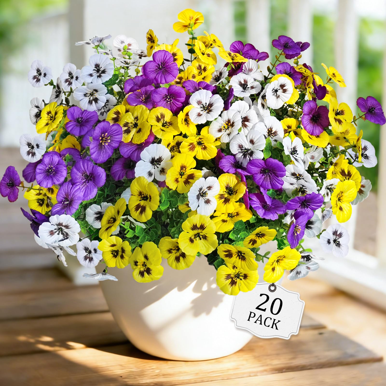 Cherica 20 Pcs Artificial Fake Pansy Flowers
