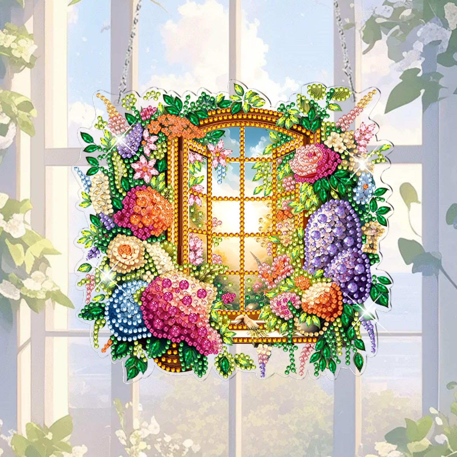 Kit Diamond Painting 5D A Forma Di Girasole – Ciondolo Con Catena, Fai Da Te, Decorazione Parete O Finestra (02) - 4
