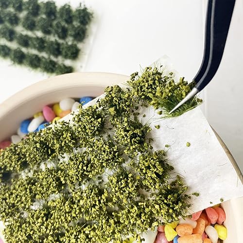 Miniatura 4 de Cayway 49 unidades de césped estático modelo de mechones de césped artificial ferroviario, grupos de vegetación para bricolaje, arquitectura, modelo