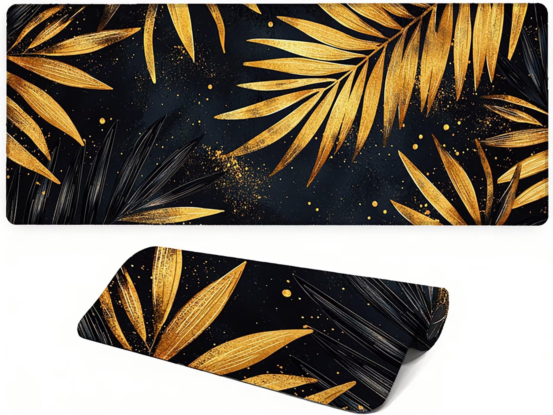 Lpfieonn Blatt Großes Schreibtischunterlage, XXL Schreibtischunterlagen, Schwarz XXL Wasserdicht Gaming Mousepad mit Vernähter Rand und Rutschfeste Gummibasis, für Laptop/Hause/Büro 120x60cm PF-2309