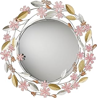 Touch of Class Wildflower Reflections Floral Round Wall Mirror Pink 33