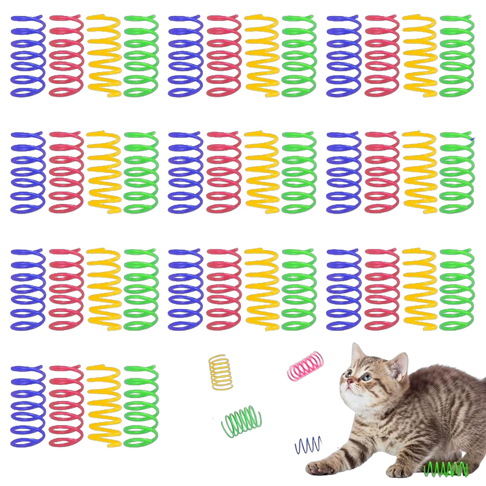 40 Pièces Ressorts en Spirale Chat Jouets, Jouet-Ressort Coloré Interactif Jouet à Spirale de Chats, Chatons Colorés à Ressort Pliable en Plastique Cadeau de Nouveauté pour Animaux Sautant Jeu