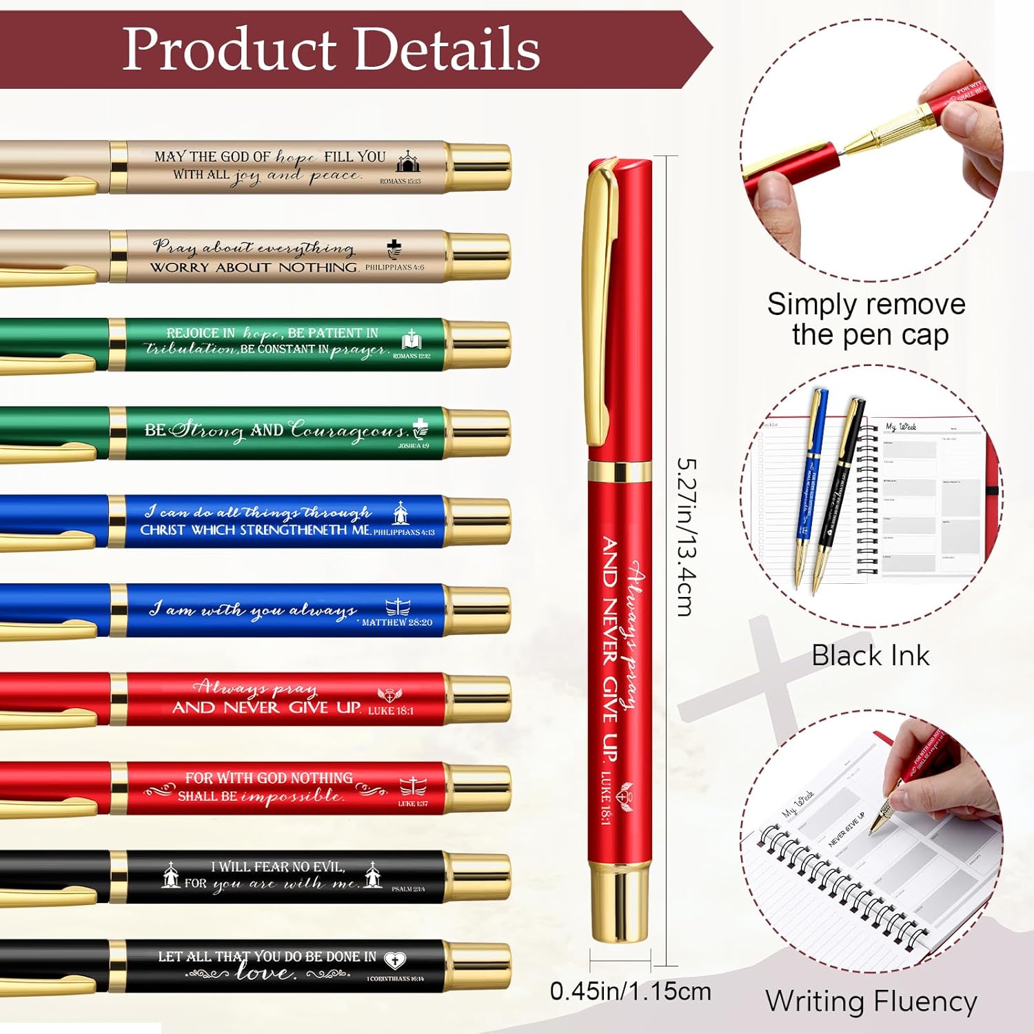 Spakon 10 Sets Religious Christian Party Favor Gifts Bulk for Valentines Church Pastor Ministry Journal Notepad Spiral Planner Notebook with Bible Verse Pen for Sunday Teacher Clergy (Multicolor) - Image 3