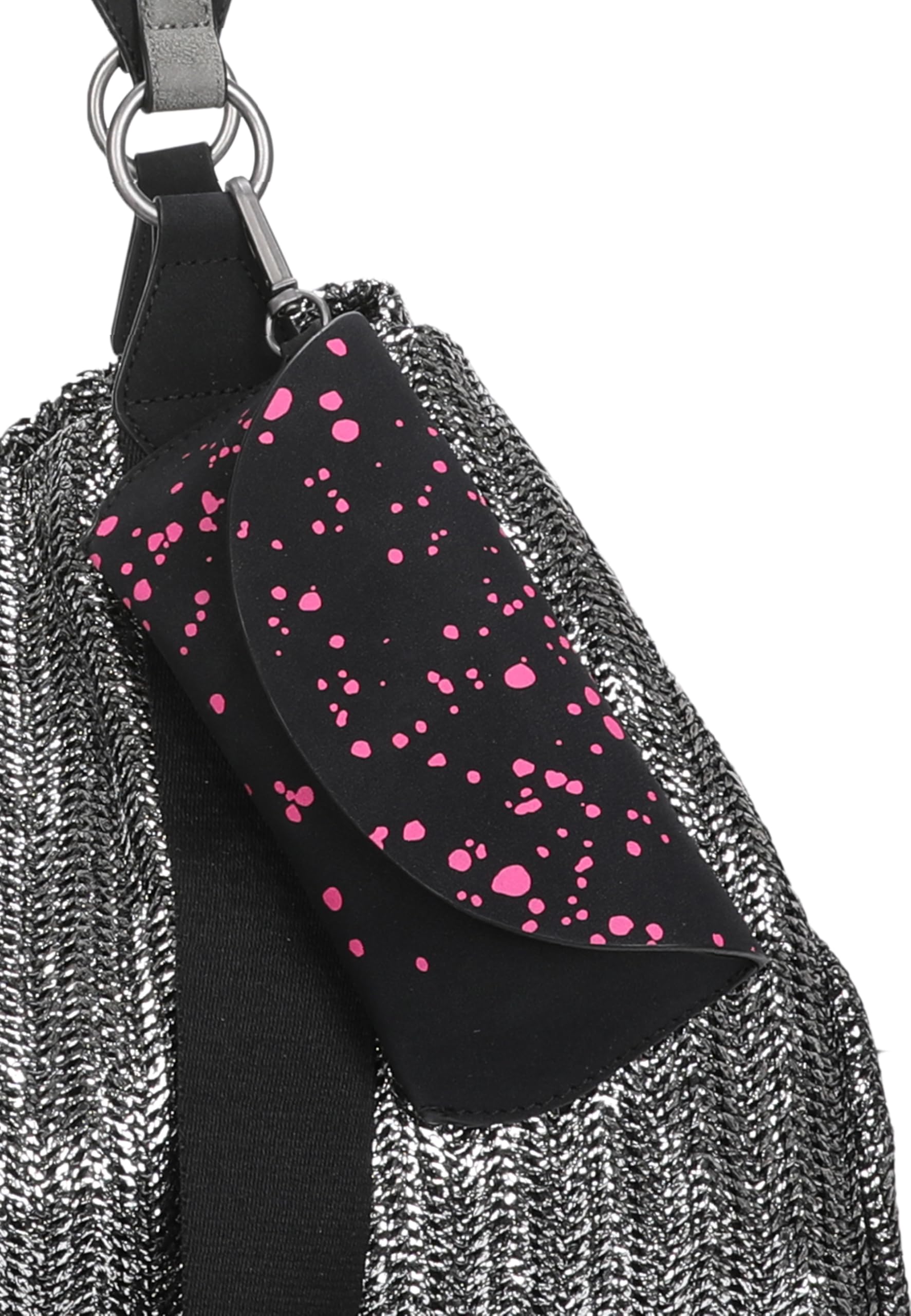 Fritzi aus Preussen Damska torba na zakupy Izzy Medium Painted Straw Silver Black, Silver Black, jeden rozmiar