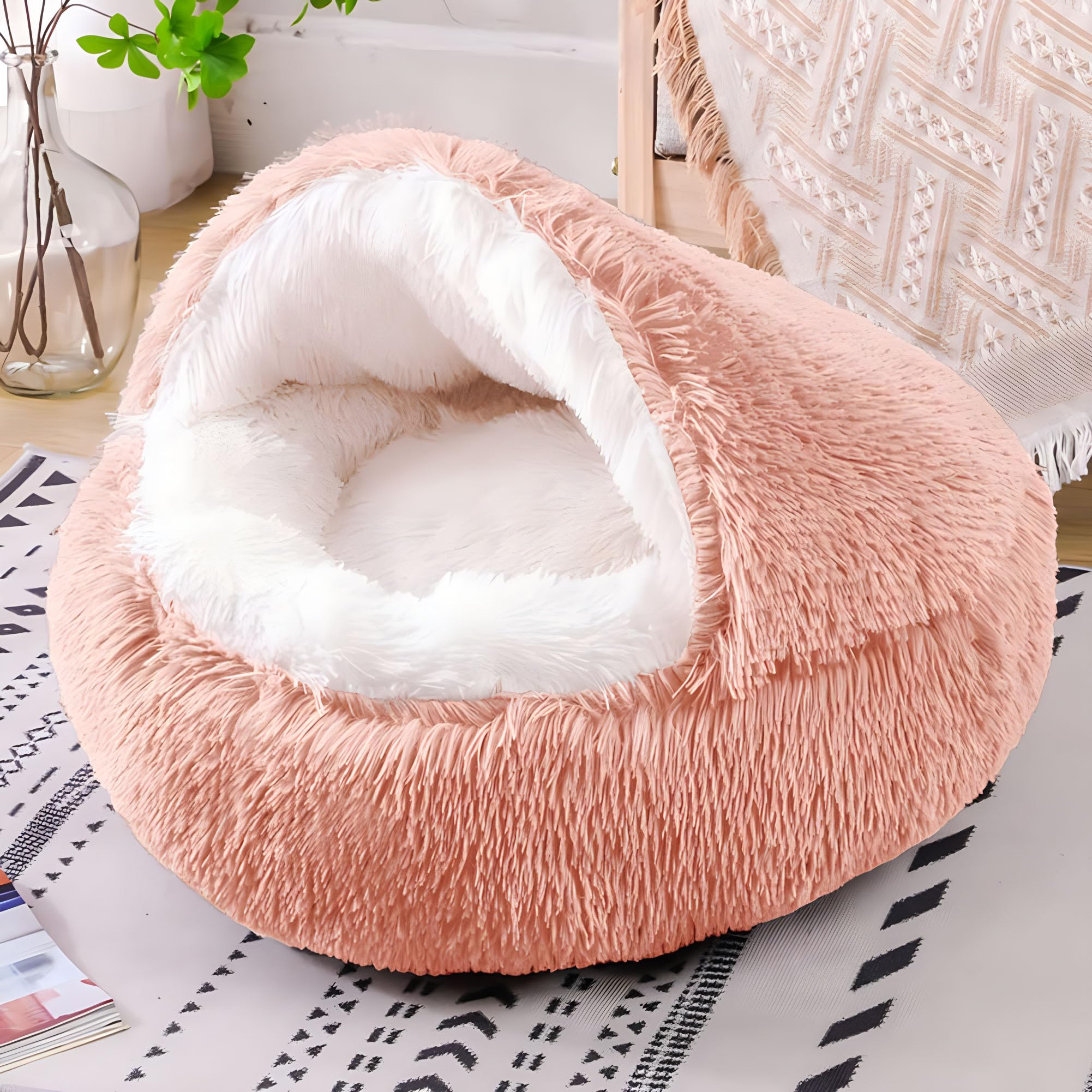 Panier Donut Pour Chien Et Chat - Doudou Anti-stress, Fond Antidérapant - Gris Foncé 80cm - 4