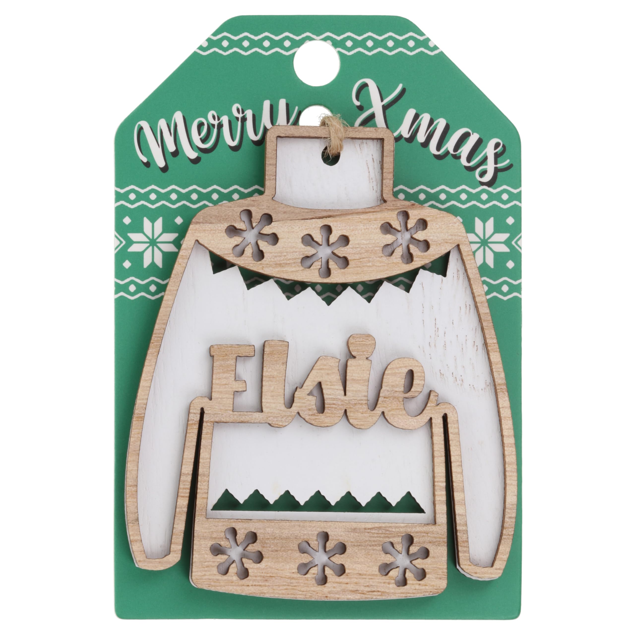 Stands Out, Supplying Outstanding Gifts Elsie Name Christmas Jumper Wooden Tree Decoration Personalised Bauble Xmas White