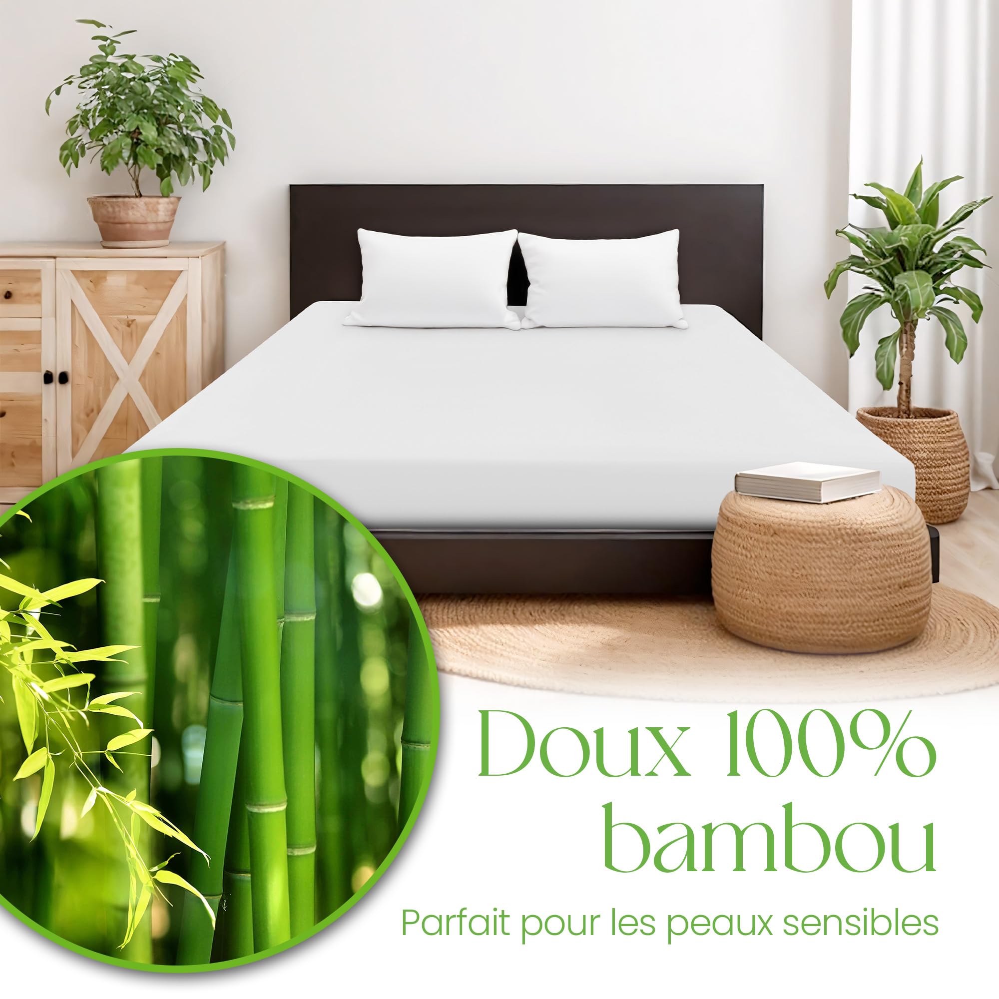 The White Stone Protège-Matelas 180 x 200 Imperméable avec 3 Alèses Amovibles et Lavables