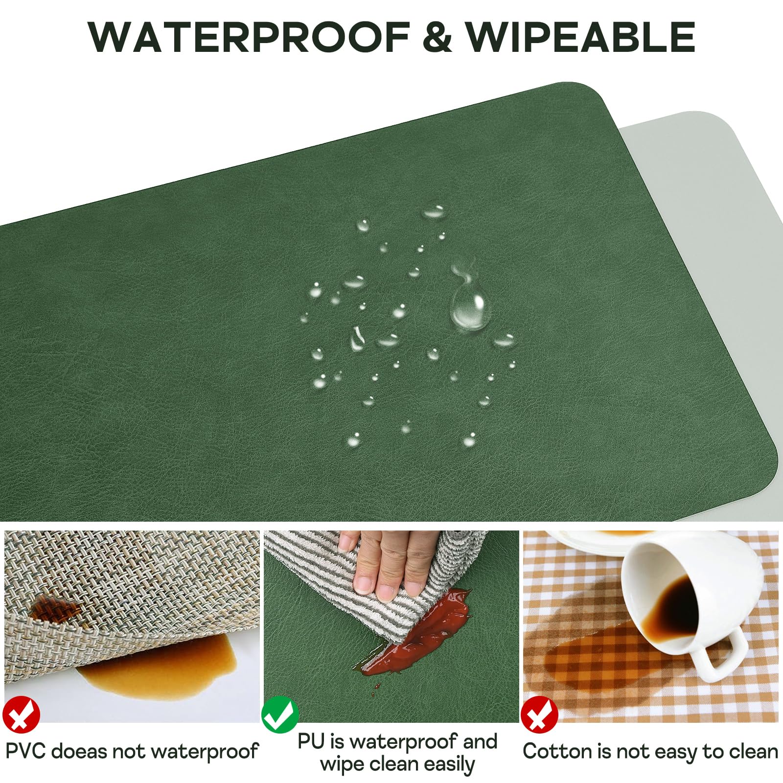 APLKER Placemats Set of 6, Waterproof Washable Table Mats Set of 6 - Image 4