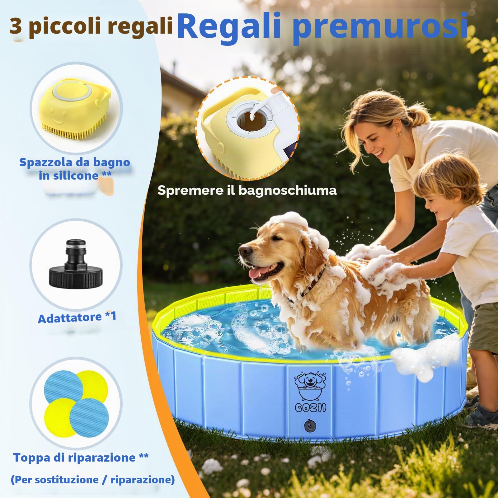 COZII Piscina per cani pieghevole, 160 x 30 cm, antiscivolo, resistente, grande, per cani, bordo in PP da 6 mm e PVC rigido, piscina portatile per bambini, cani, animali domestici