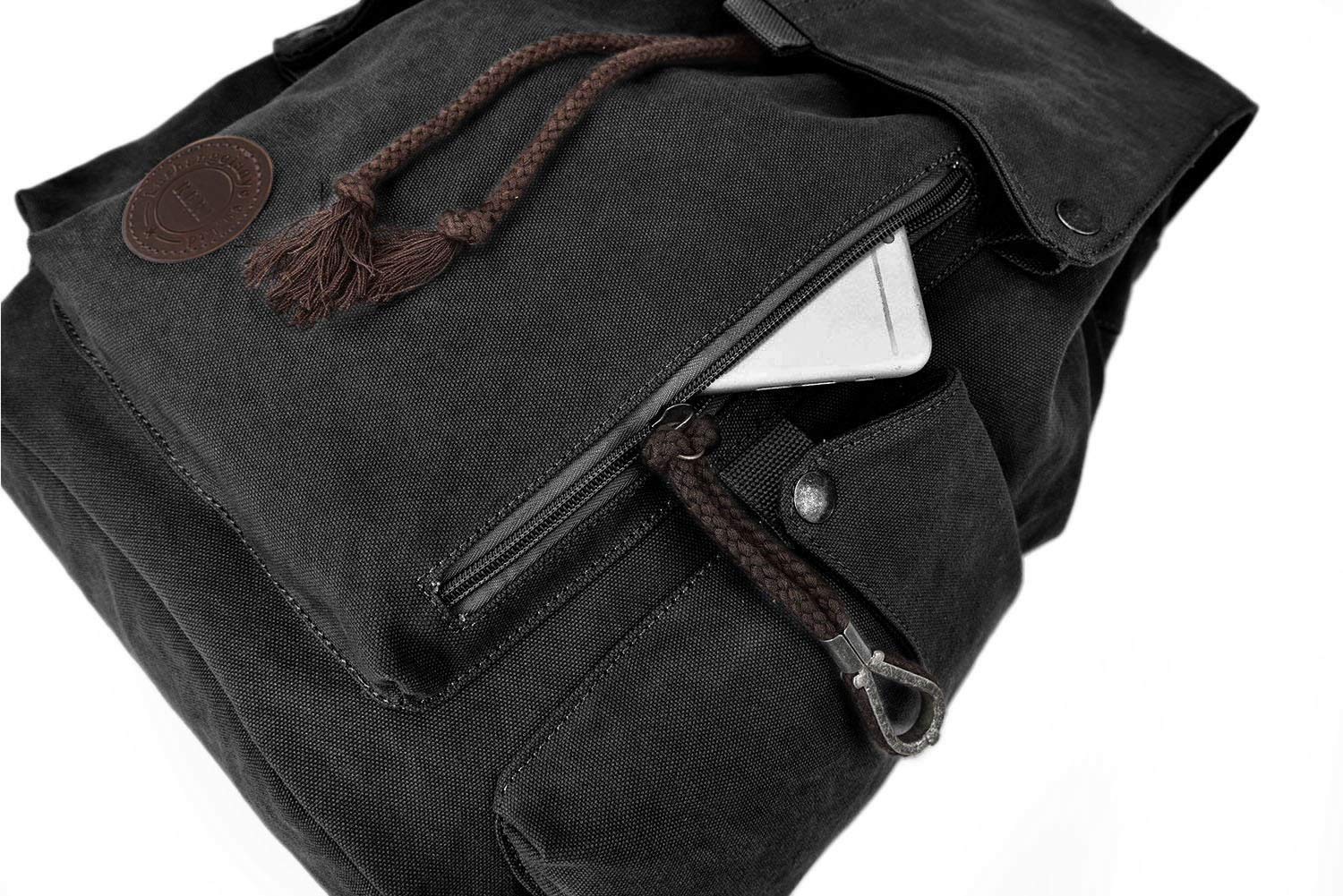RERI Canvas Leinwand Rucksack Dunkelblau Vintage für Outdoor Camping Außflug Sports Universität Rucksack Wanderrucksack Schultasche Schulrucksack Herren Damen Mädchen Jungen Teenager Rucksäcke