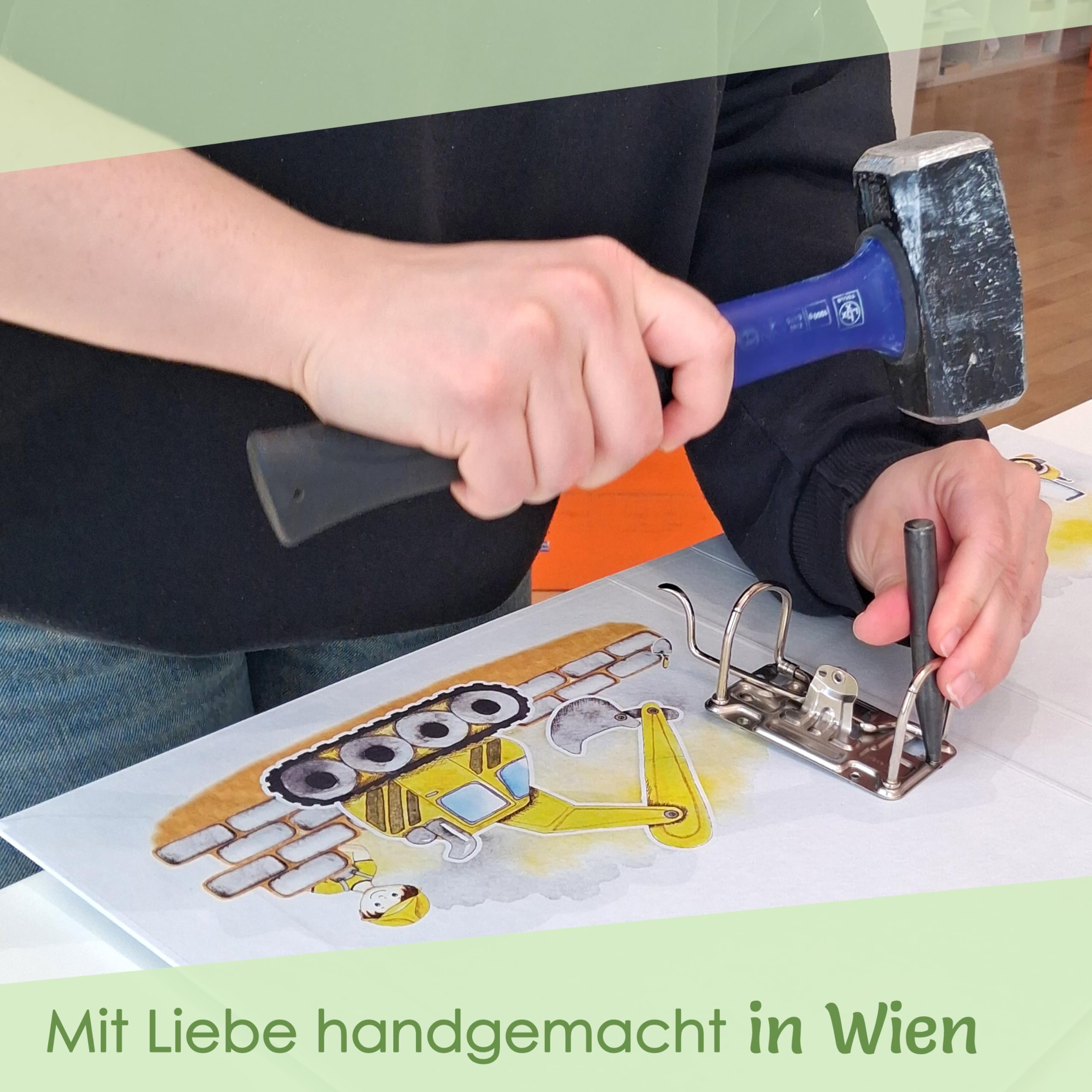 Ordner Bagger, Kindergartenordner A4, Aktenordner personalisiert, Portfolio Kindergarten personalisiert, Krippenordner Portfolio, Motivordner Bagger, Ordner mit Namen Kinder, Feenstaub