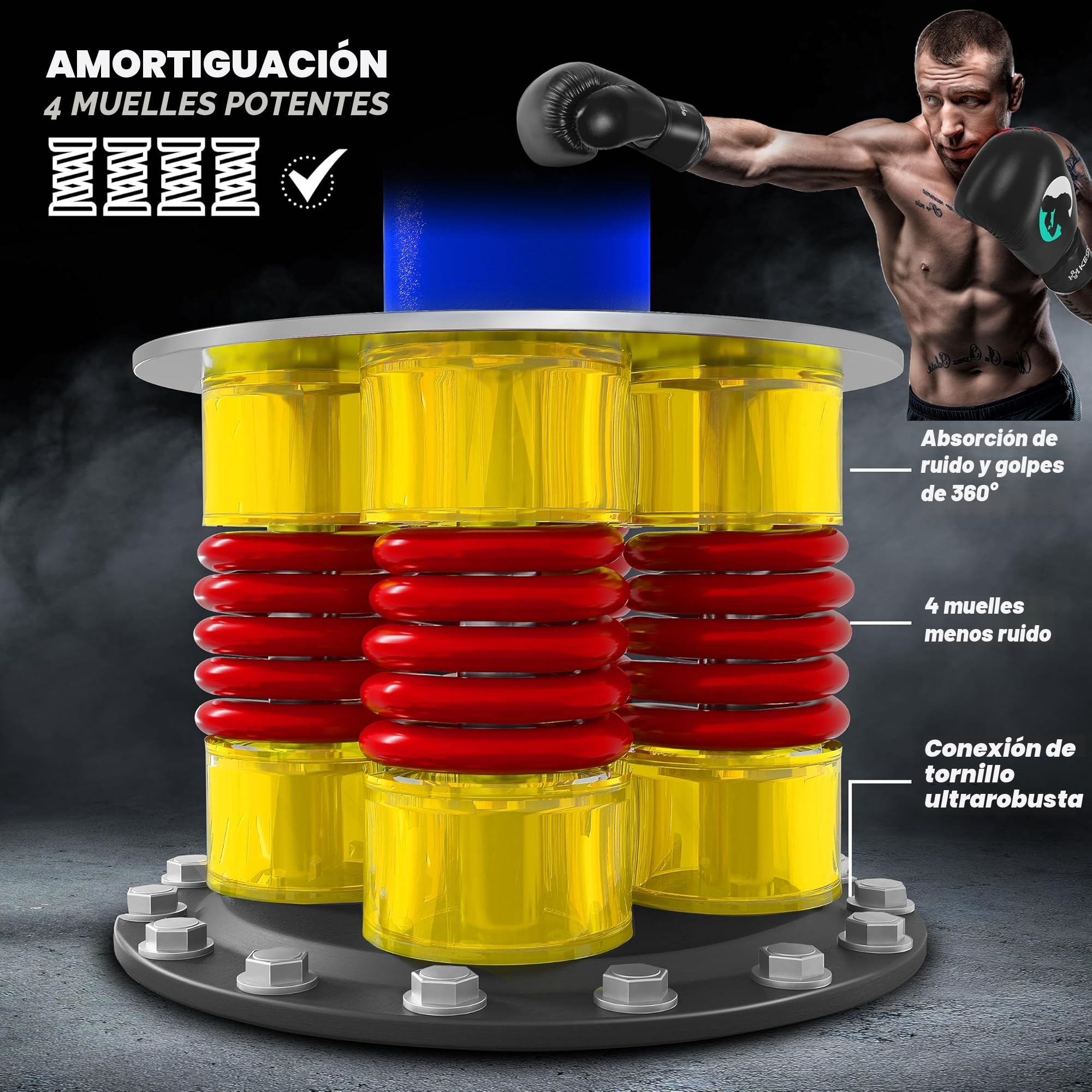 KESSER® Saco de boxeo de pie para adultos con guantes de boxeo + cuerda para saltar, saco de kickboxing, saco de boxeo de pie MMA Boxing Partner Boxing Trainer Fitness Punching Bag con base de succión