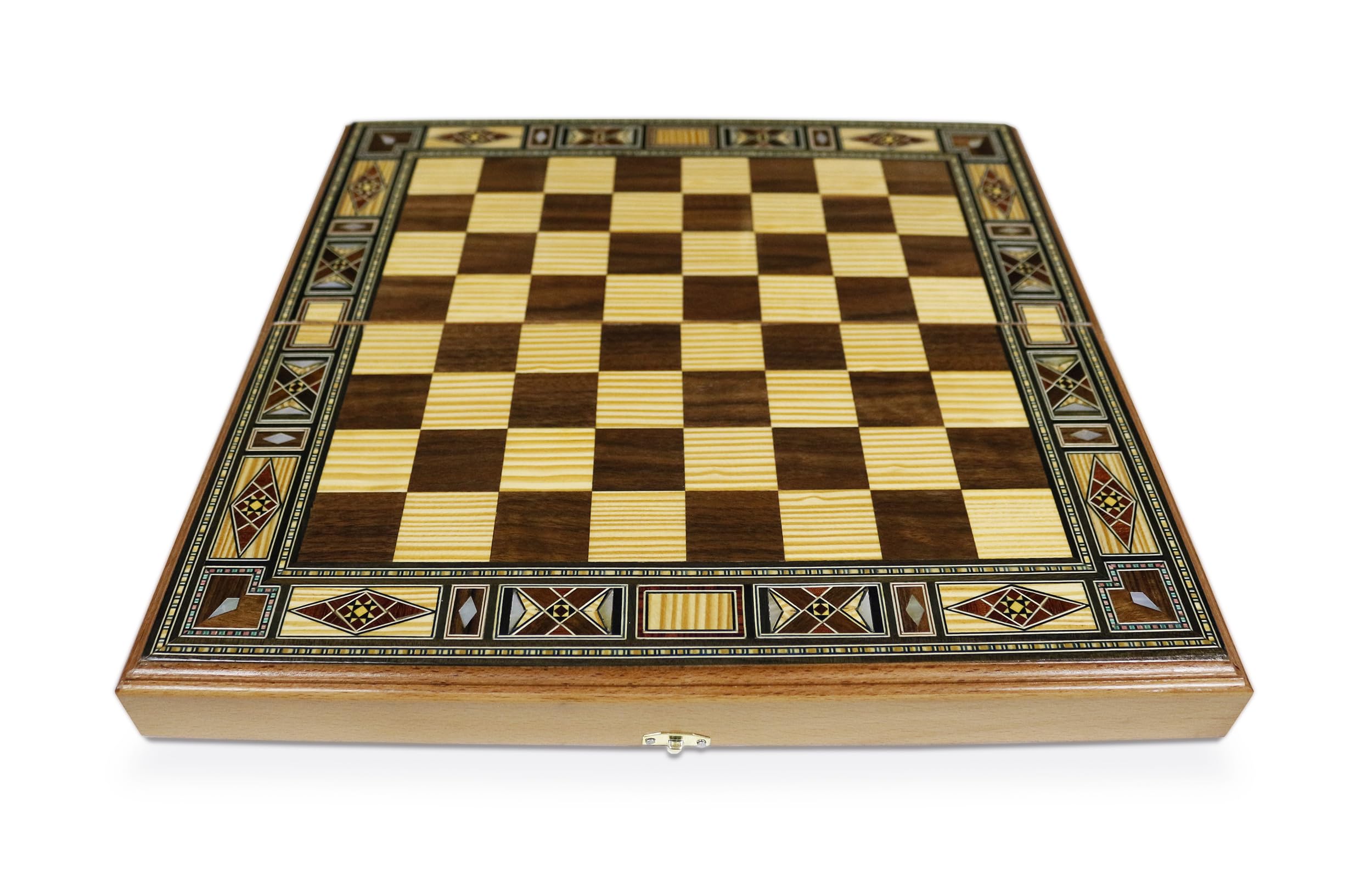 Novità 40 x 40 cm Backgammon Tavla/Gioco di scacchi/Dame Board BE 414 SF con 30 pietre backgammon in legno e scacchi in legno KH 75