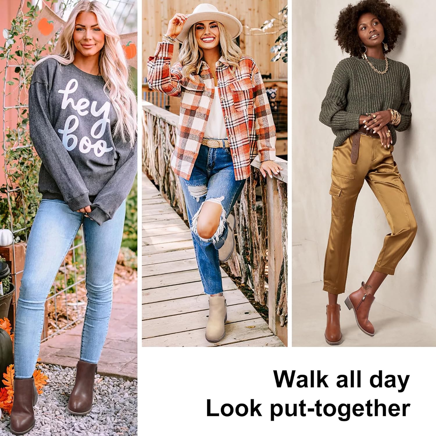 Jeossy Women's 905 Ankle Boots, Classic Low Heeled Short Booties, Casual Comfortable Boots with Wide Widths Available - Image 2