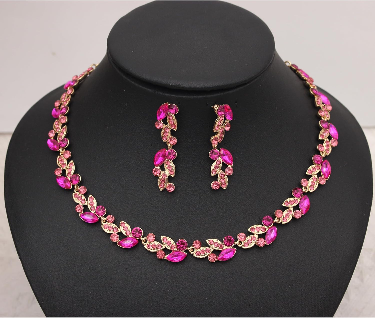 QLLYHLH Woman’s Brides Bridesmaid Leaf Choker Necklace Dangle Earrings Link Bracelet Austrian Crystal Wedding Jewelry Set Prom Costume Party Events | Brides, Bridesmaid, Prom, Events, Costume Party, Leaf - Image 3