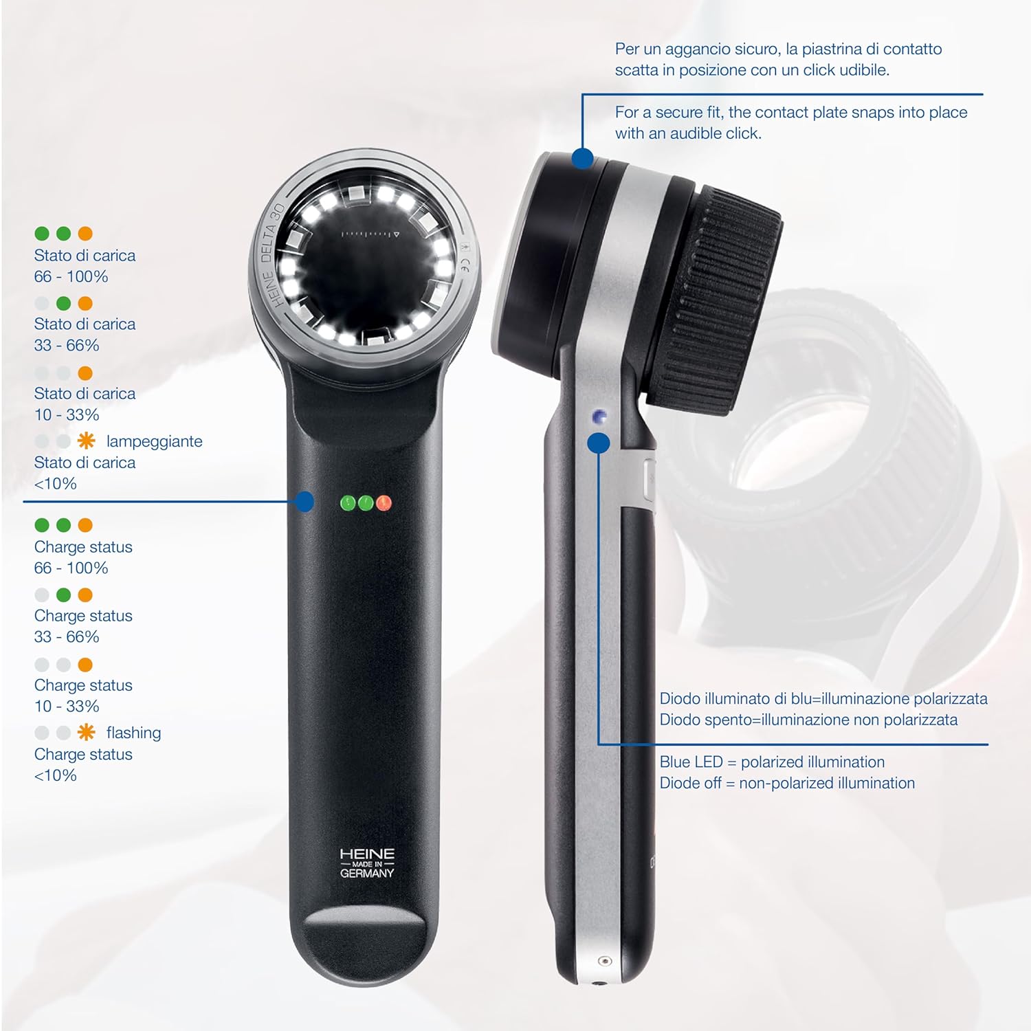 SKYTECH HEINE DELTA 30 Dermatoscope LED with original zipper pouch