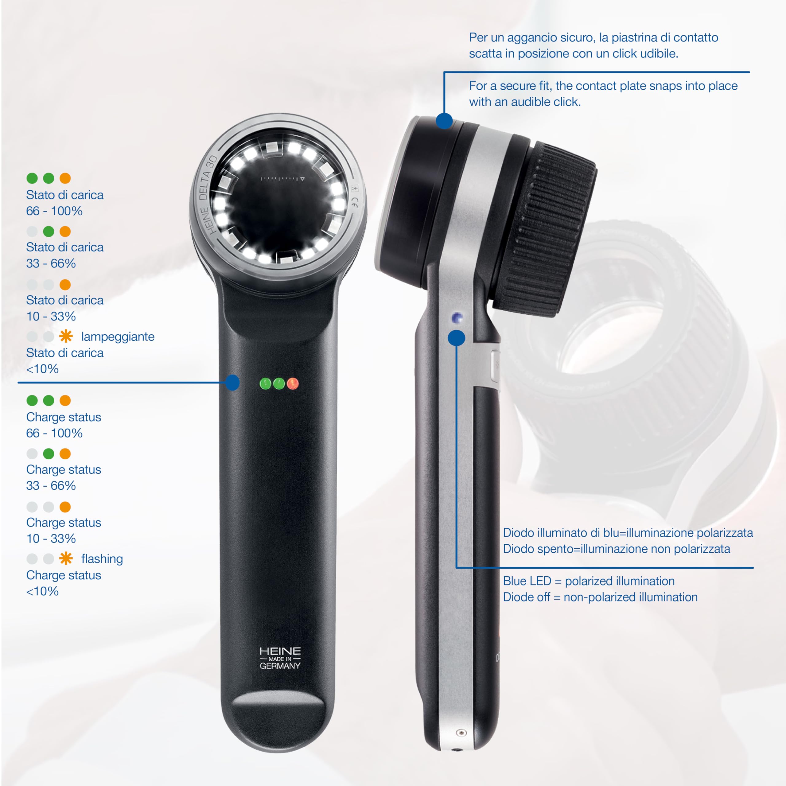 HEINE Dermatoscopio Delta 30 LEDHQ nero