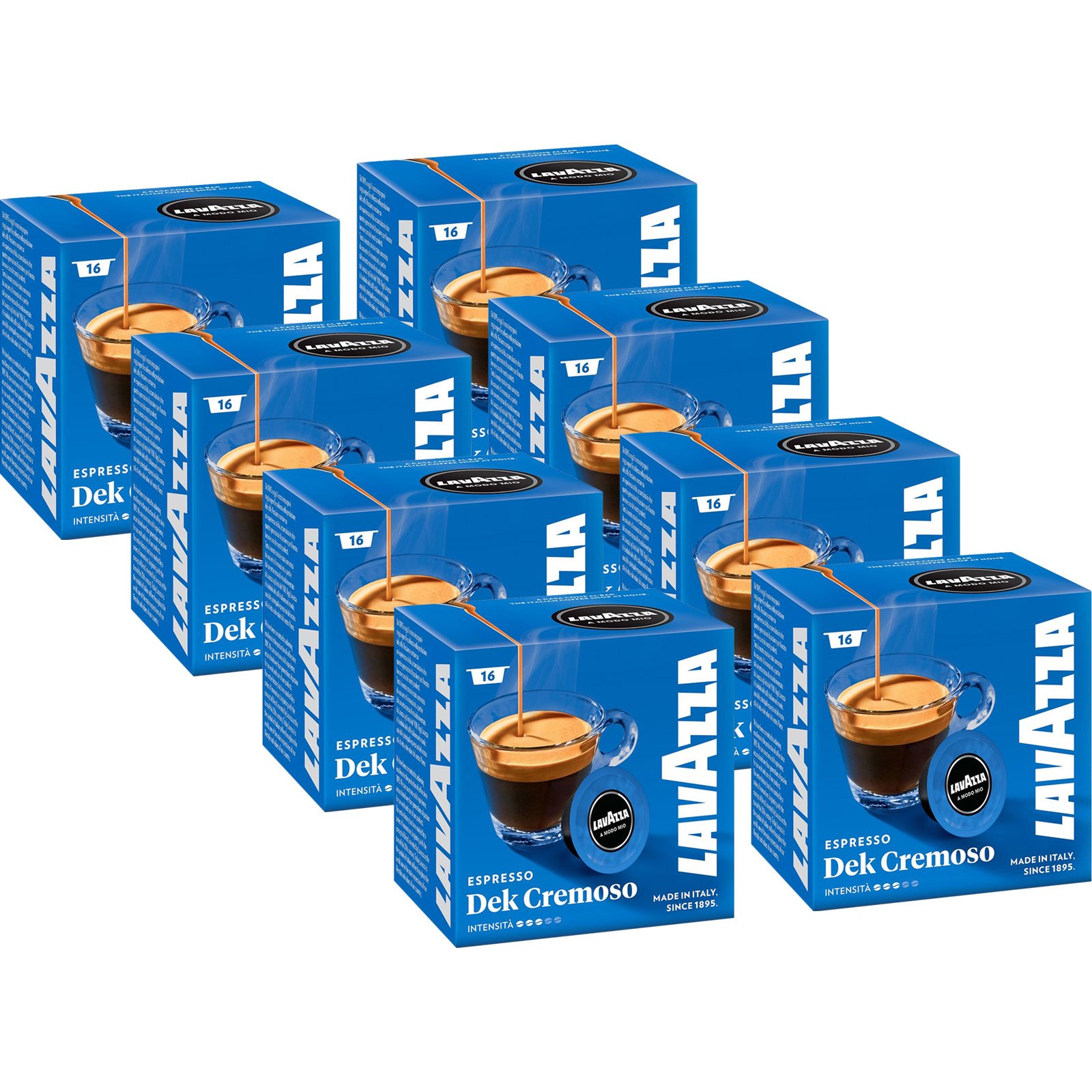 Lavazza A Modo Mio Espresso Dek Cremoso, 8x 16 Caps (8x 120g)