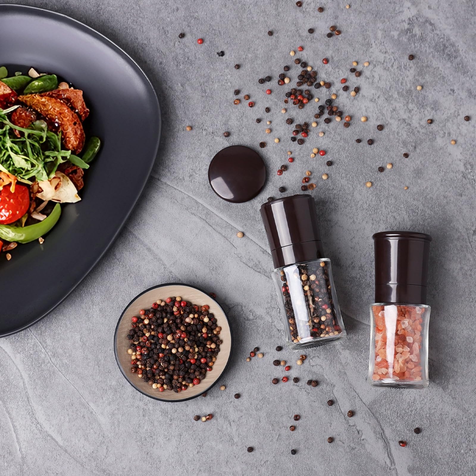 Kit Moedor Sal E Pimenta Mini - Tempero Fresco Em Qualquer Lugar