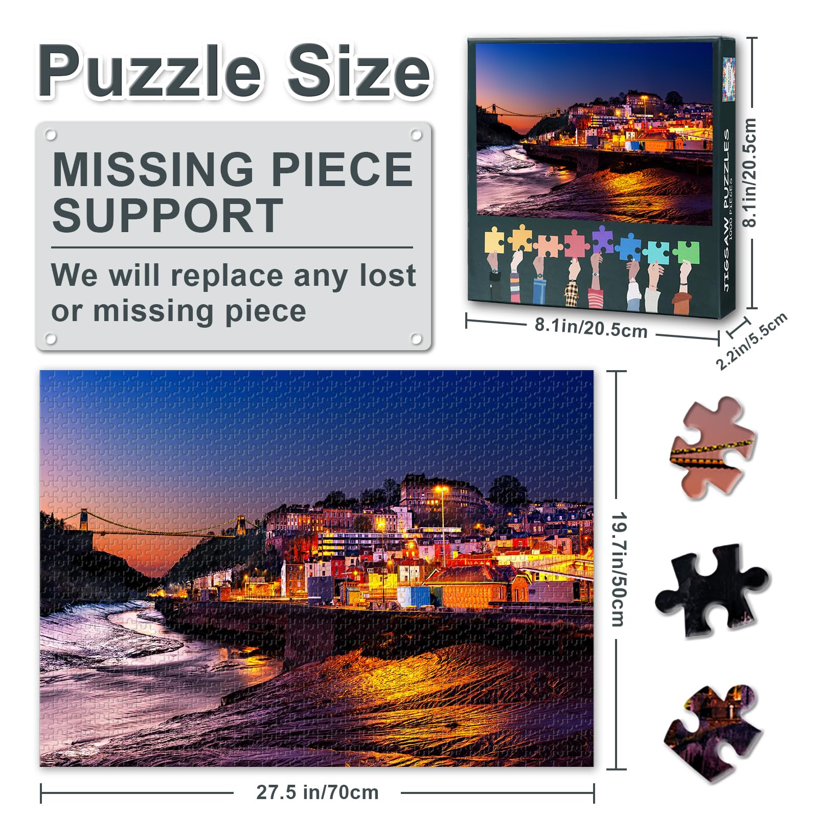 Jigsaw Puzzle for Adults, 1000 Piece Bristol City Skyline - Image 3